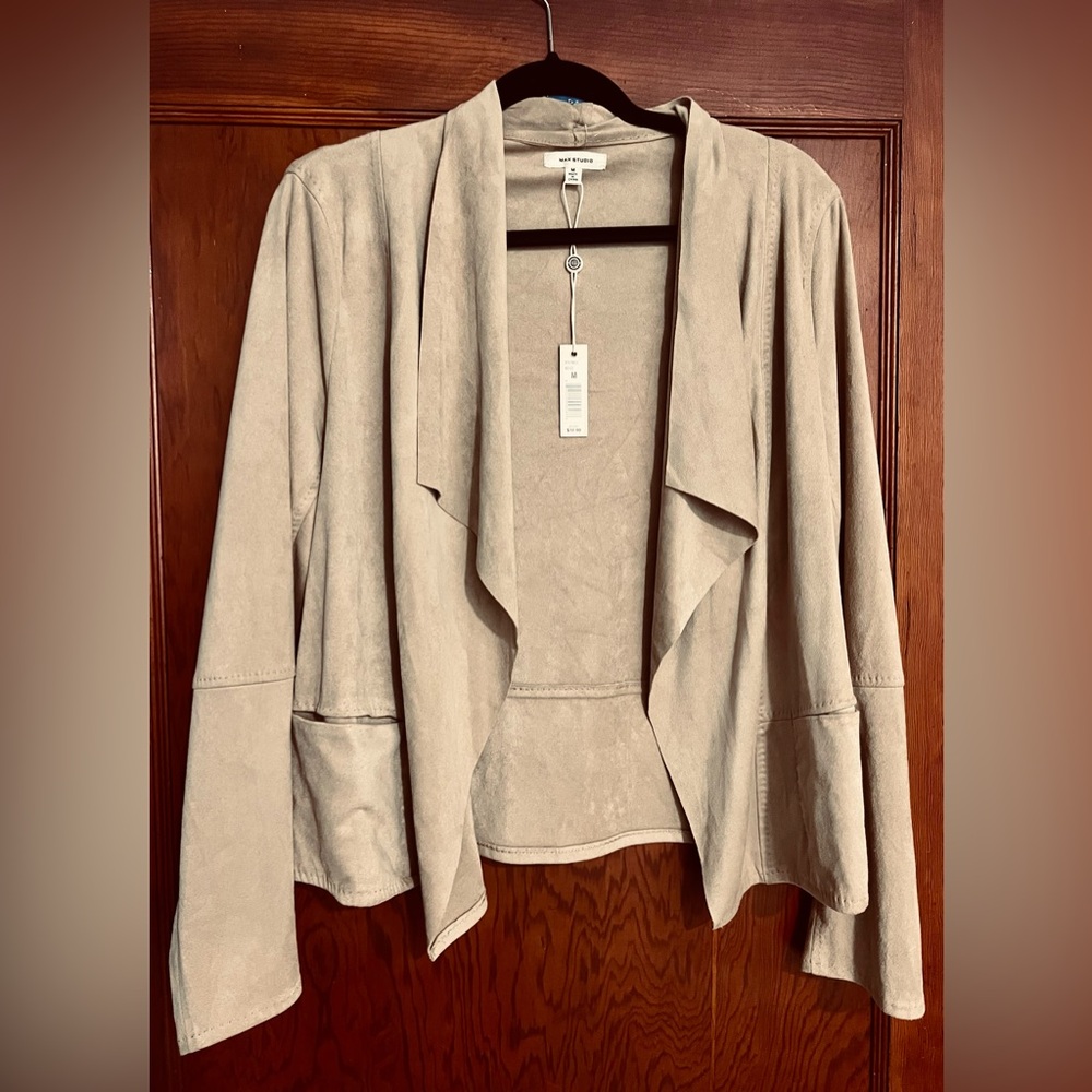 Women's Max Studio soft Tan Open Front Jacket 
Size M